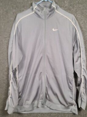 Nike Men's Size Large Full-Zip Jacket Gray Windbreaker Pockets Activewear